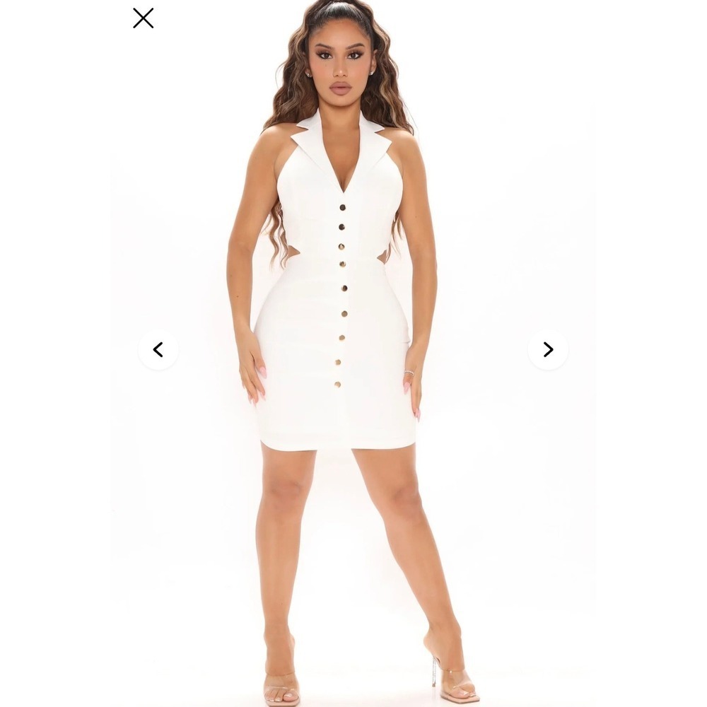Fashion Nova Mini Dress Collar Sleeveless Cutout Buttoned Party Dress lg